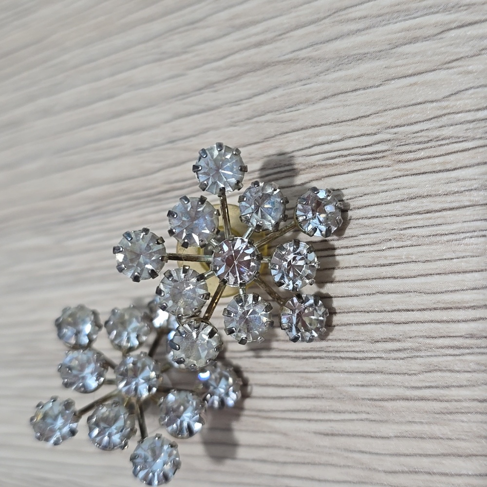 Elegant Faux Silver Crystal Flower Earrings - Picture 2 of 6
